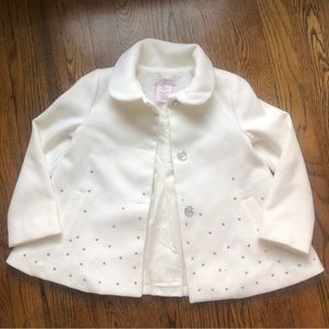 Dressy winter white party coat with silver rhinestones